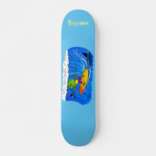 Funny frilly nek lizard surfende cartoon skateboard