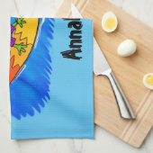 Funny frilly nek lizard surfende cartoon theedoek (Quarter Fold)