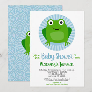 Funny Frog Boys Baby shower Invitation