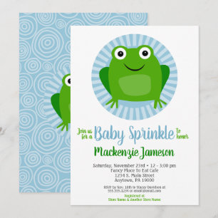 Funny Frog Boys Baby Sprinkle Invitation Kaart