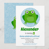 Funny Frog Boys Birthday Uitnodiging