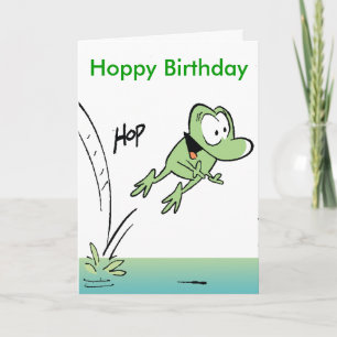 Funny Frog Cartoon Hoppy Birthday Card Kaart