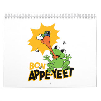 Funny Frog Cating Fly Cartoon Classic Round  Kalender