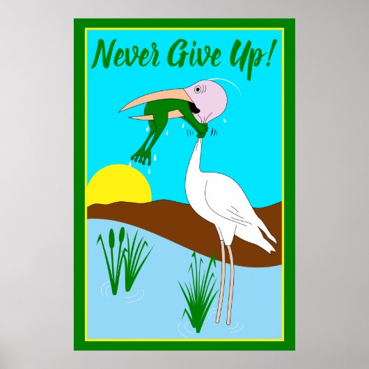 Funny Frog Choking Bird Inspirerend Poster (Voorkant)