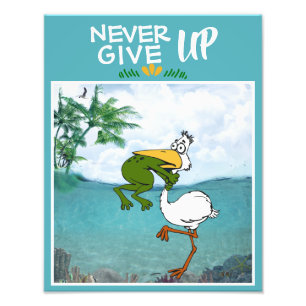 Funny Frog Choking Bird Inspirerend Poster