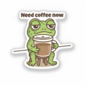 Funny Frog Coffee Meme Cartoon Sticker (Recto)