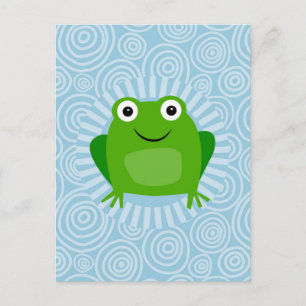 Funny Frog - Cute Froggy op Blue Briefkaart