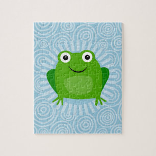 Funny Frog - Cute Froggy op Blue Legpuzzel