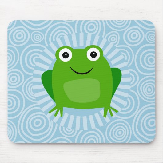 Funny Frog - Cute Froggy op Blue Muismat (Voorkant)