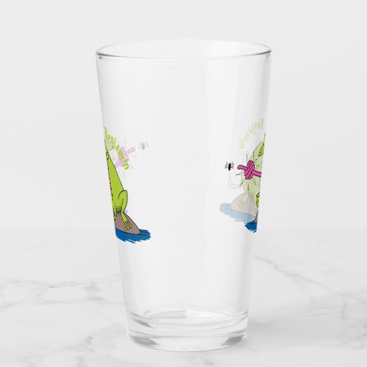 Funny frog en cartoon glas (Links)