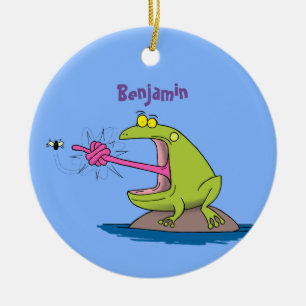 Funny frog en cartoon keramisch ornament
