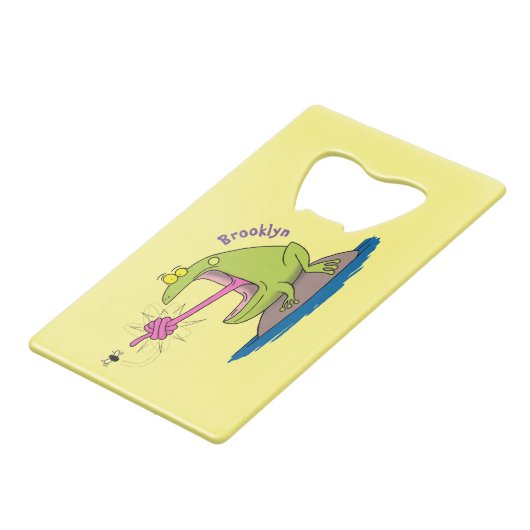 Funny frog en cartoon kredietkaart flessenopener (Voorkant Gekanteld)