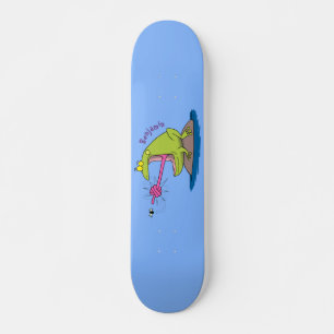 Funny frog en cartoon skateboard