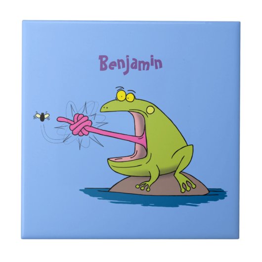 Funny frog en cartoon tegeltje (Voorkant)