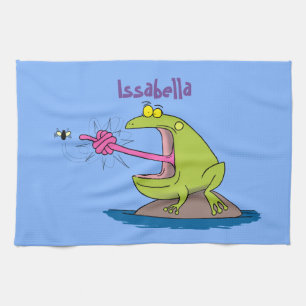 Funny frog en cartoon theedoek