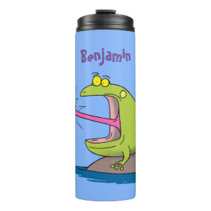 Funny frog en cartoon thermosbeker