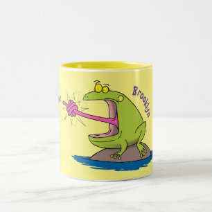 Funny frog en cartoon tweekleurige koffiemok