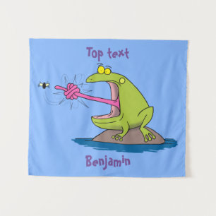 Funny frog en cartoon wandkleed