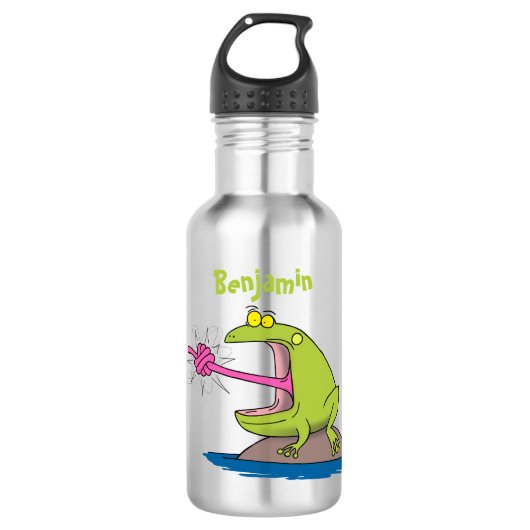 Funny frog en cartoon waterfles (Voorkant)