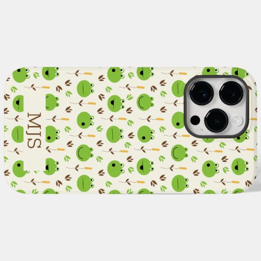 Funny Frog Faces Pattern Monogram Case-Mate iPhone Case (Achterkant (horizontaal))