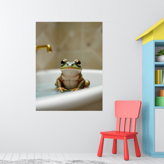 Funny frog in bath nursery art poster (Kinderkamer 1)