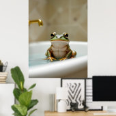 Funny frog in bath nursery art poster (Thuiskantoor)
