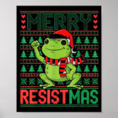 Funny Frog Retro Merry Resistmas Litical Ugly Chri Poster (Voorkant)