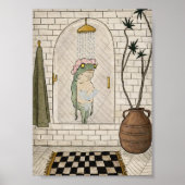 Funny Frog Shower Bathroom Poster (Devant)