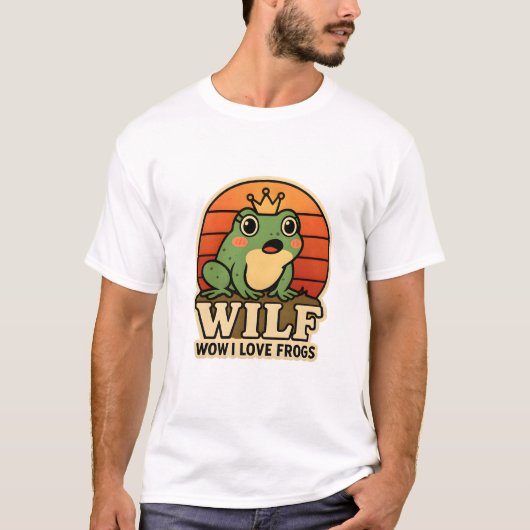 Funny Frog T-Shirt – WILF Wow I Love Frogs Retro F (Devant)
