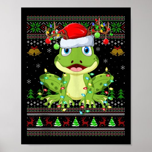 Funny Frog Ugly Christmas Sweaters Holiday Santa C Poster (Voorkant)