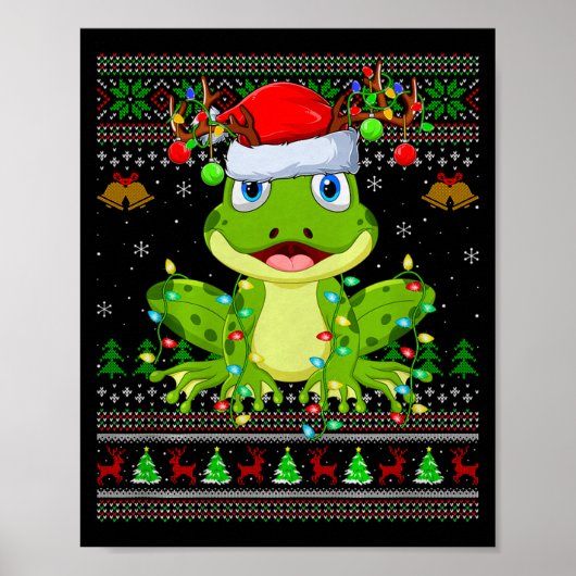 Funny Frog Ugly Christmas Sweaters Holiday Santa C Poster (Voorkant)