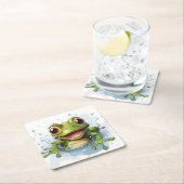 Funny frog vierkante kartonnen onderzetter (Insitu)