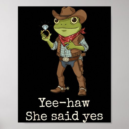Funny Frog Western Engagement Matching Couples Tee Poster (Voorkant)