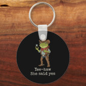 Funny Frog Western Engagement Matching Couples Tee Sleutelhanger (Voorkant)