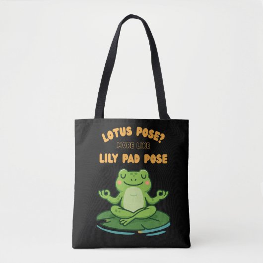 Funny Frog Yoga Cartoon Lotus Lily Pad Pose Design Draagtas (Voorkant)