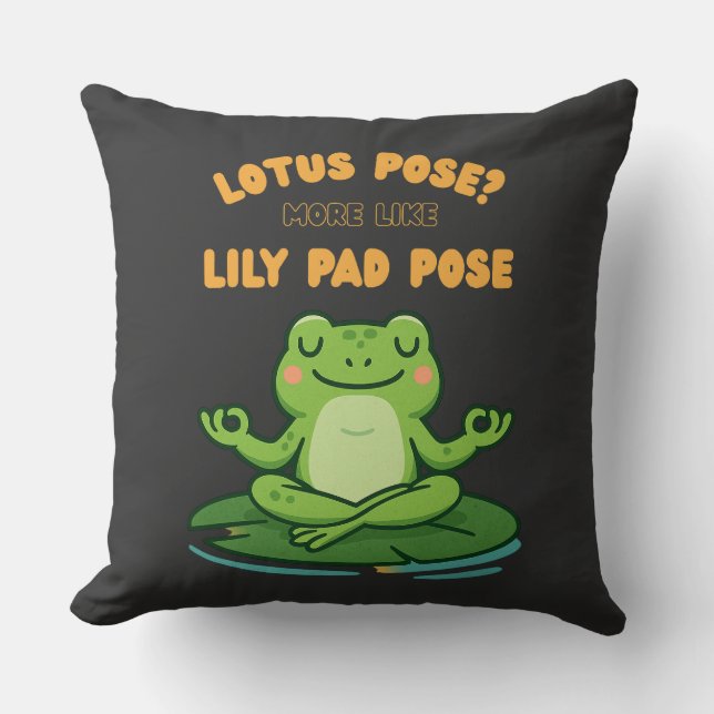 Funny Frog Yoga Cartoon Lotus Lily Pad Pose Design Kussen (Voorkant)