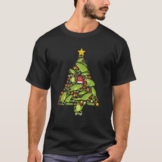 Funny Frogs kerstboom Amfibans T-shirt (Voorkant)