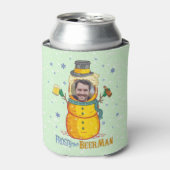 Funny Frosty Beer Man Humor Aangepaste kerstfoto Blikjeskoeler (Blikje Voorkant)