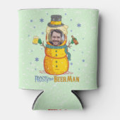 Funny Frosty Beer Man Humor Aangepaste kerstfoto Blikjeskoeler (Voorkant)
