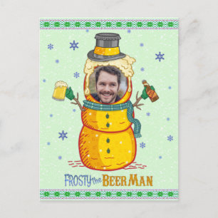Funny Frosty Beer Man Humor Aangepaste kerstfoto Briefkaart