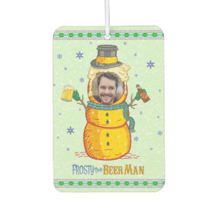 Funny Frosty Beer Man Humor Aangepaste kerstfoto Luchtverfrisser