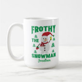 Funny Frothy the Snowman Mug de café personnalisé (Gauche)