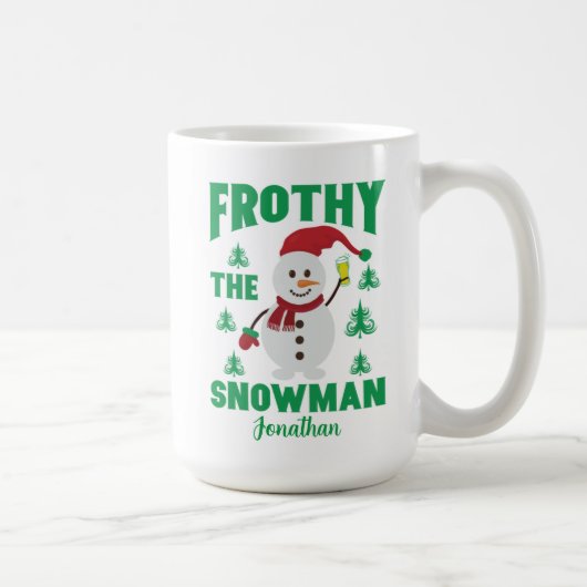 Funny Frothy the Snowman Personalized Coffee Mok (Rechts)