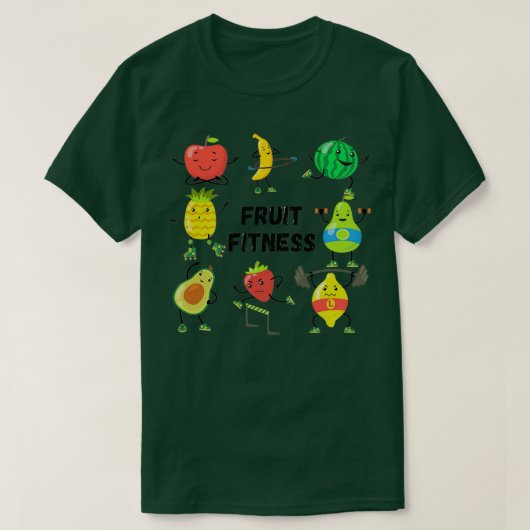 Funny Fruit Fitness Pun Pattern roze T-shirt (Design voorkant)