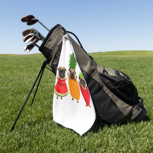 Funny Fruit Pug Cute Dog Gift | Pet Lover Golfhanddoek (Groen)