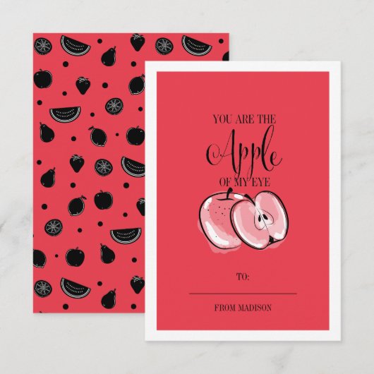 Funny Fruit Pun Apple Classroom Valentijn Card Kaart (Voorkant / Achterkant)