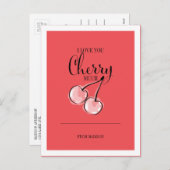 Funny Fruit Pun Cherry Valentijn Briefkaart (Voorkant / Achterkant)