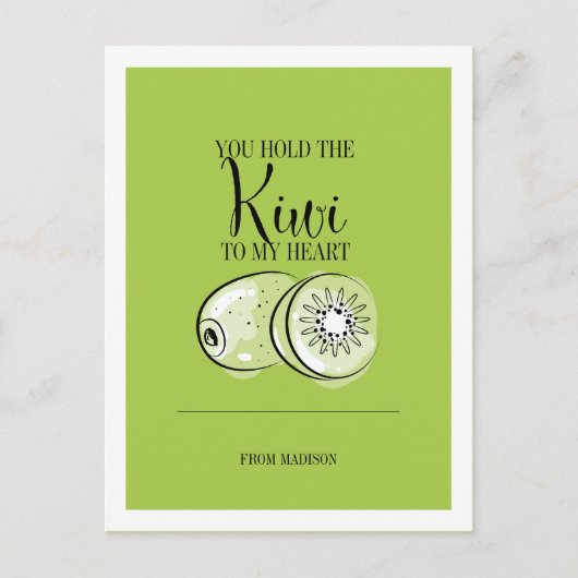Funny Fruit Pun Kiwi Au Coeur Carte Postale Valent (Devant)