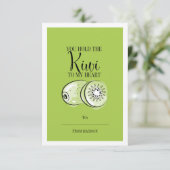 Funny Fruit Pun Kiwi Classroom Valentijn Card Kaart (Staand voorkant)