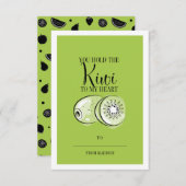 Funny Fruit Pun Kiwi Classroom Valentijn Card Kaart (Voorkant / Achterkant)